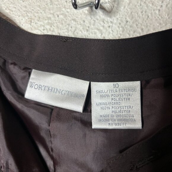 Worthington Sz 10 Dark Chocolate Classic Straight Leg Pleated Trousers (1403) - Picture 2 of 2